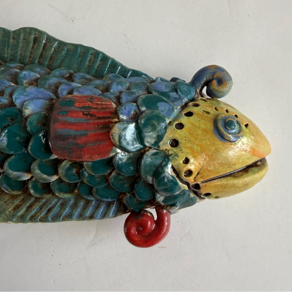Hand Made Ceramic Fish Wall Hanging Unique - Picture 2 of 5
